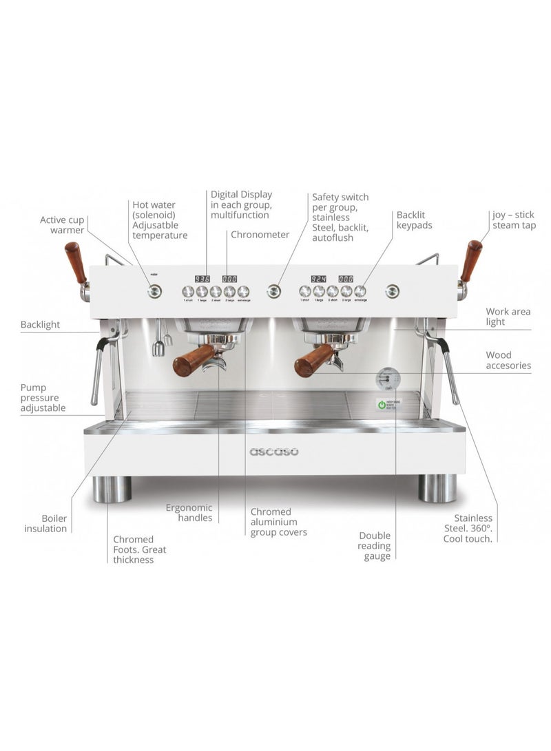 Ascaso Barista T Plus Coffee Machine - 2 Group - White - Image 2